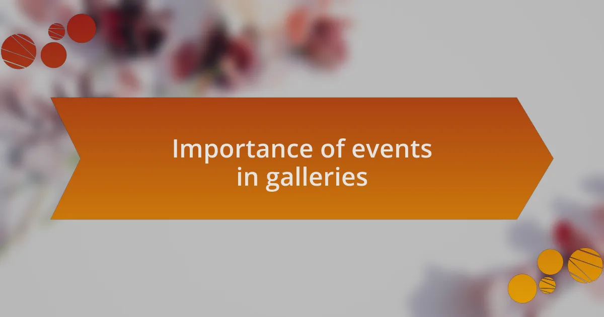 Importance of events in galleries