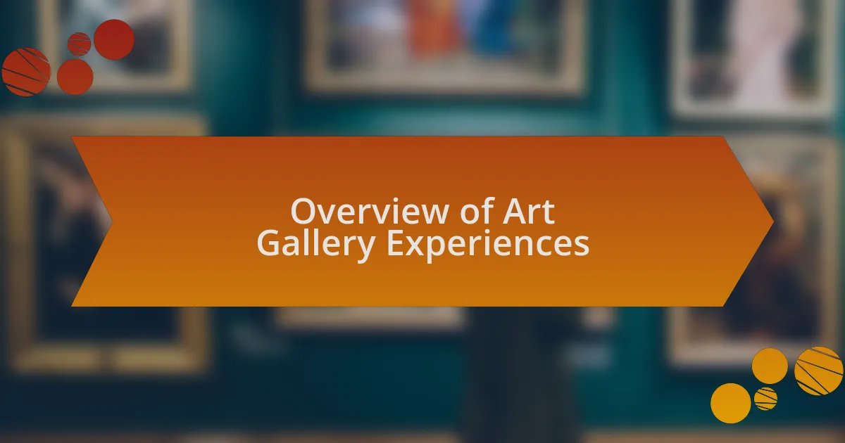 Overview of Art Gallery Experiences