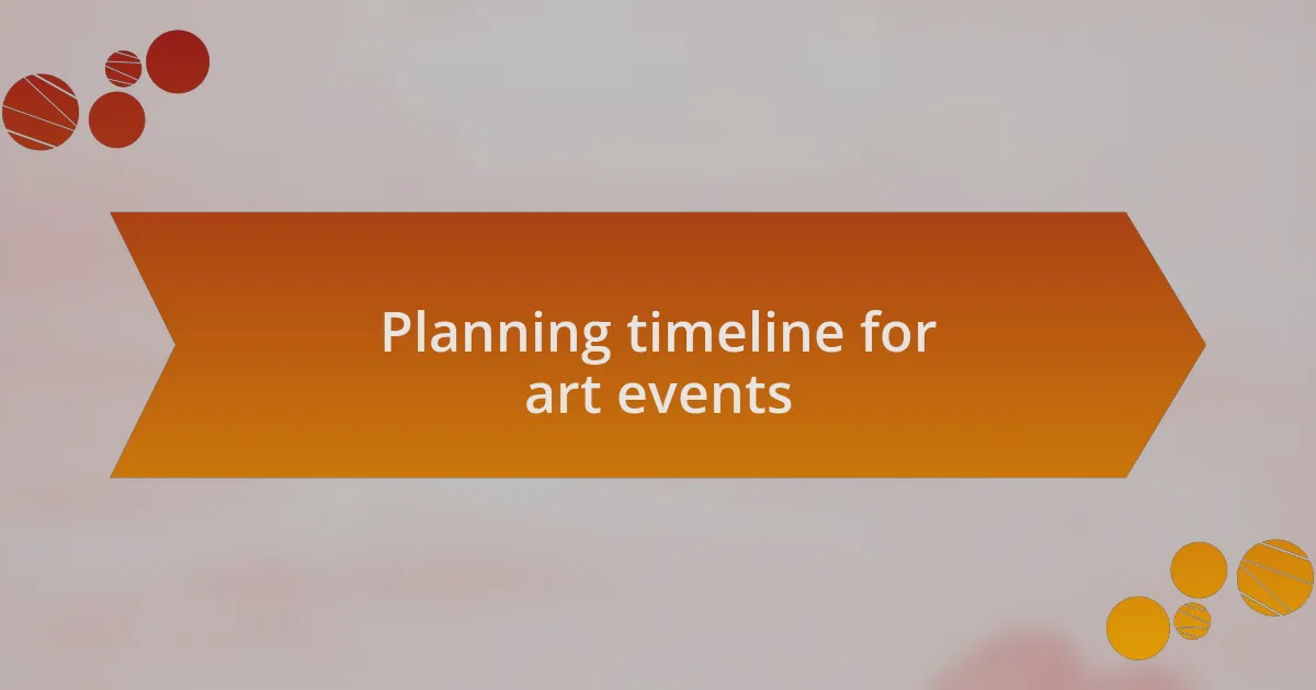 Planning timeline for art events