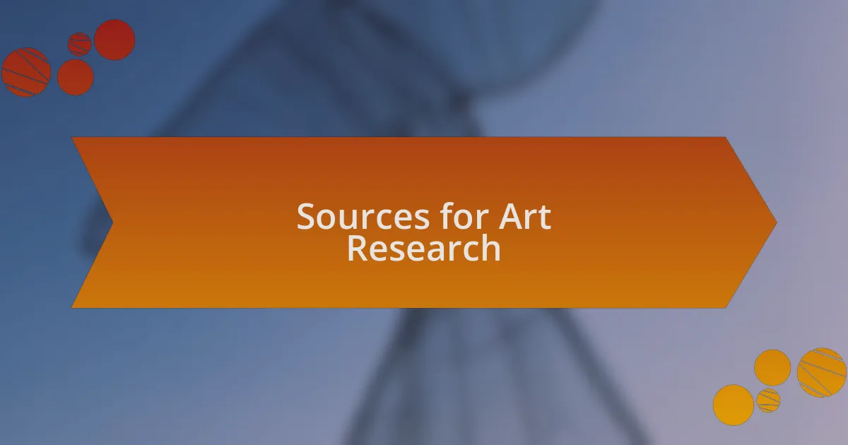 Sources for Art Research