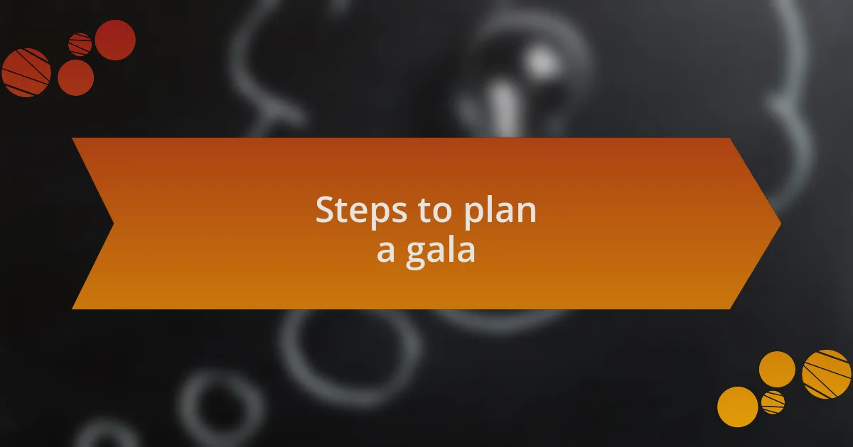 Steps to plan a gala